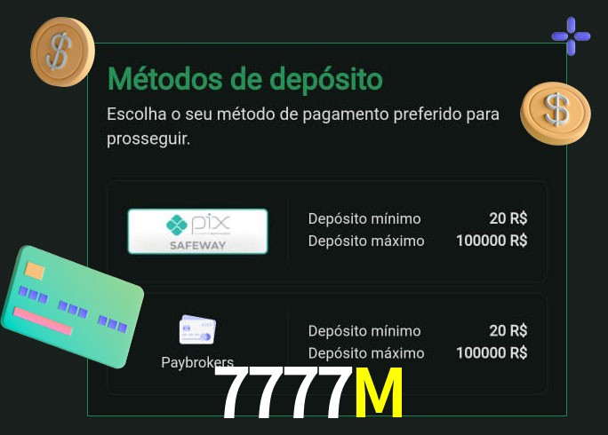 O cassino 7777M oferece uma grande variedade de métodos de pagamento